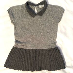 Natalys Paris Cotton & Cashmere Gray Two Tone Pleated Sweater Dress 9M collared
